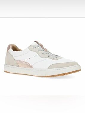 Dansko Josey Women's White Leather Sneakers with Rose Gold Accent